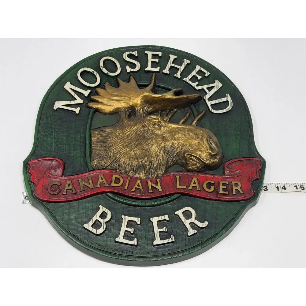 Vintage Moosehead Beer Sign Wall Plaque Canadian Lager (Bar Man Cave) 13” x 14”